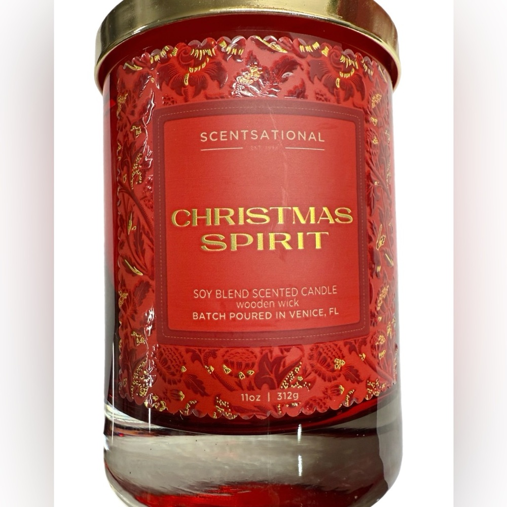 LAST ONE! NWT! Scentsational 11 Oz. Christmas Spirit Holiday Candles Hobnail Lid